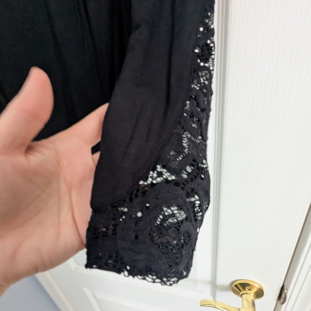 VENUS Black Lace Detail Women's Blouse - Picture 3 of 4